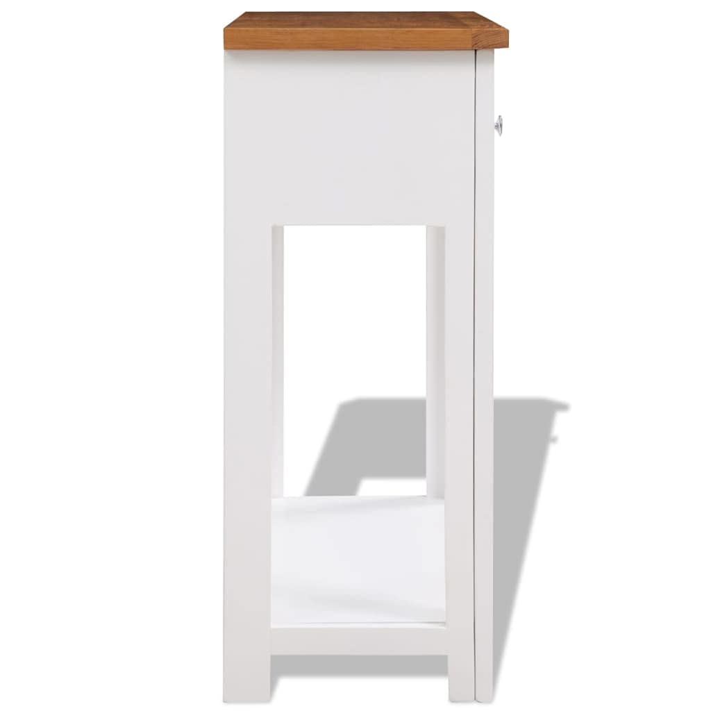 Solid Oak Wood Console Table with Two Drawers and Shelf M6707