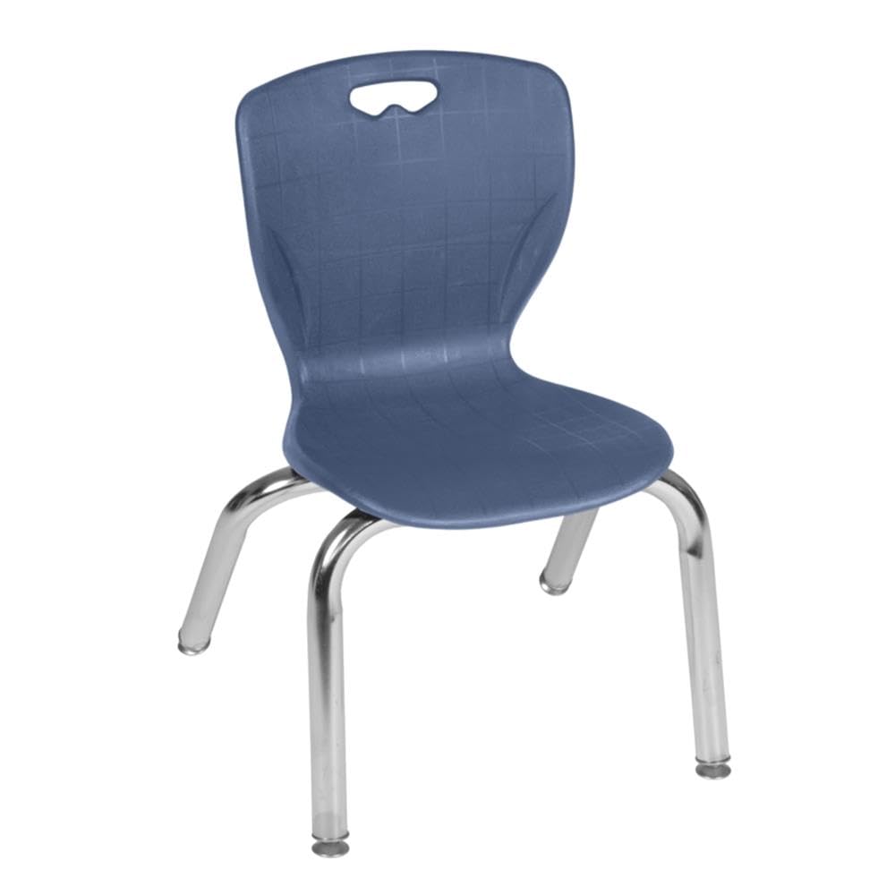 36" Square Mobile Table with 4 Blue Stack Chairs I75669