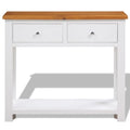 Solid Oak Wood Console Table with Two Drawers and Shelf M6707
