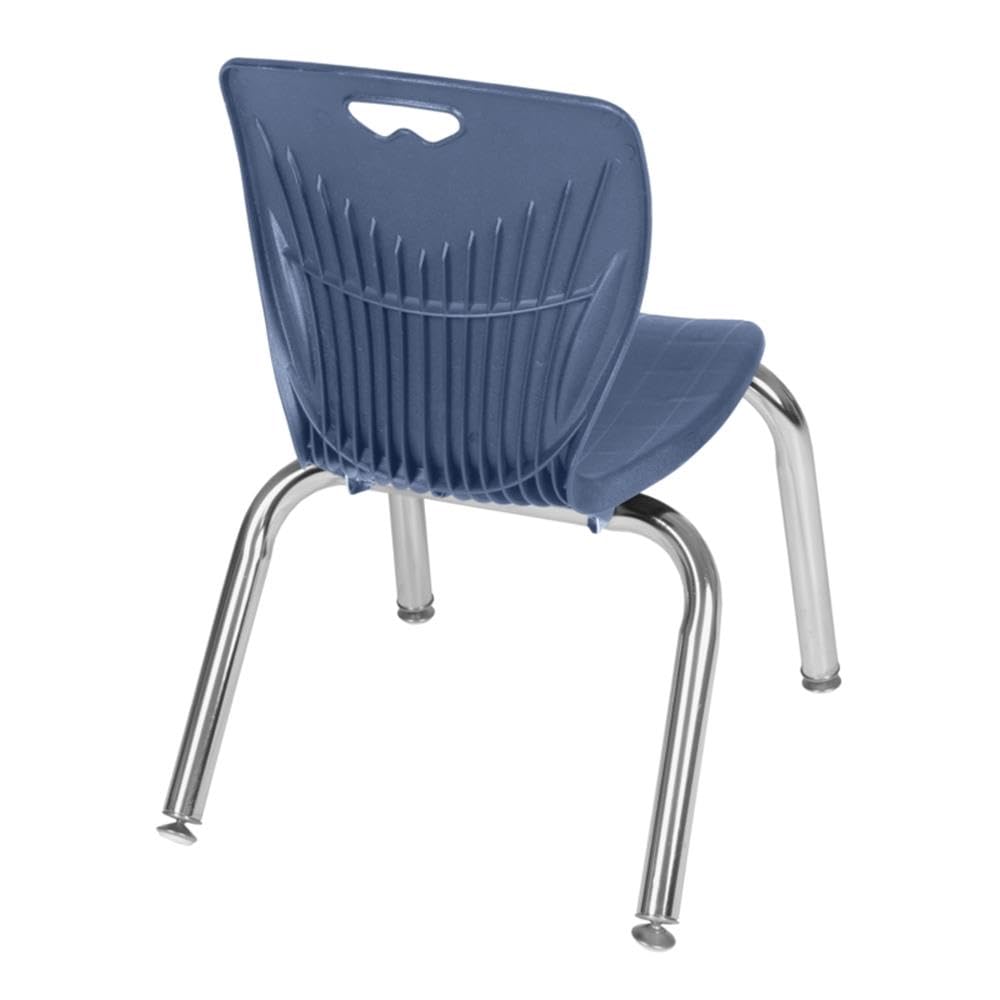 36" Square Mobile Table with 4 Blue Stack Chairs I75669