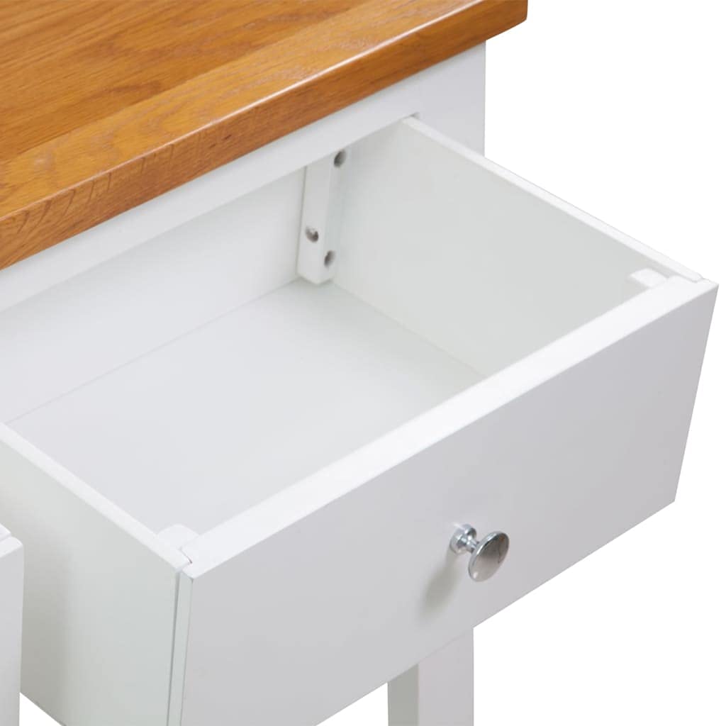 Solid Oak Wood Console Table with Two Drawers and Shelf M6707