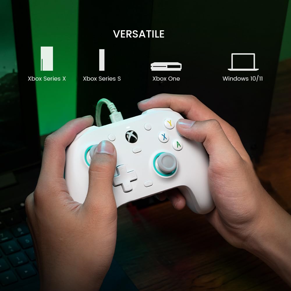 Wired Gamepad with Hall Effect Joysticks and 3.5 mm Audio Jack White N420