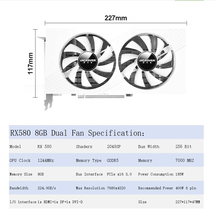 8GB GDDR5 Graphics Card with Dual Fan F1173