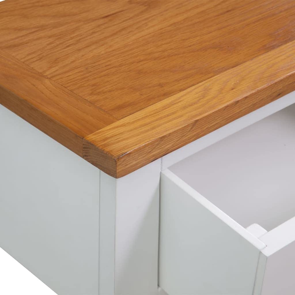 Solid Oak Wood Console Table with Two Drawers and Shelf M6707