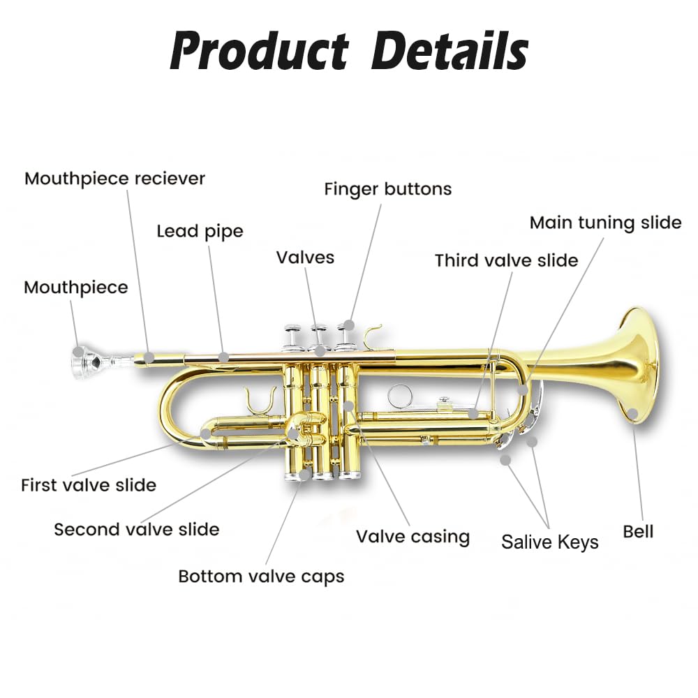Standard Trumpet Set with Carrying Case 7C Mouthpiece Brass J94966