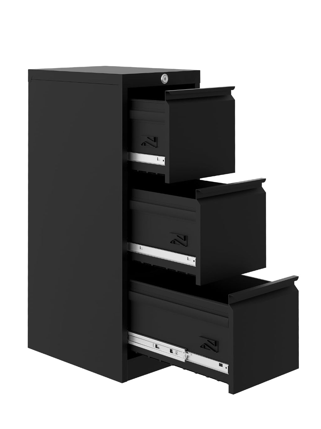 3 Drawer Metal File Cabinet with Lock, Black Q598647