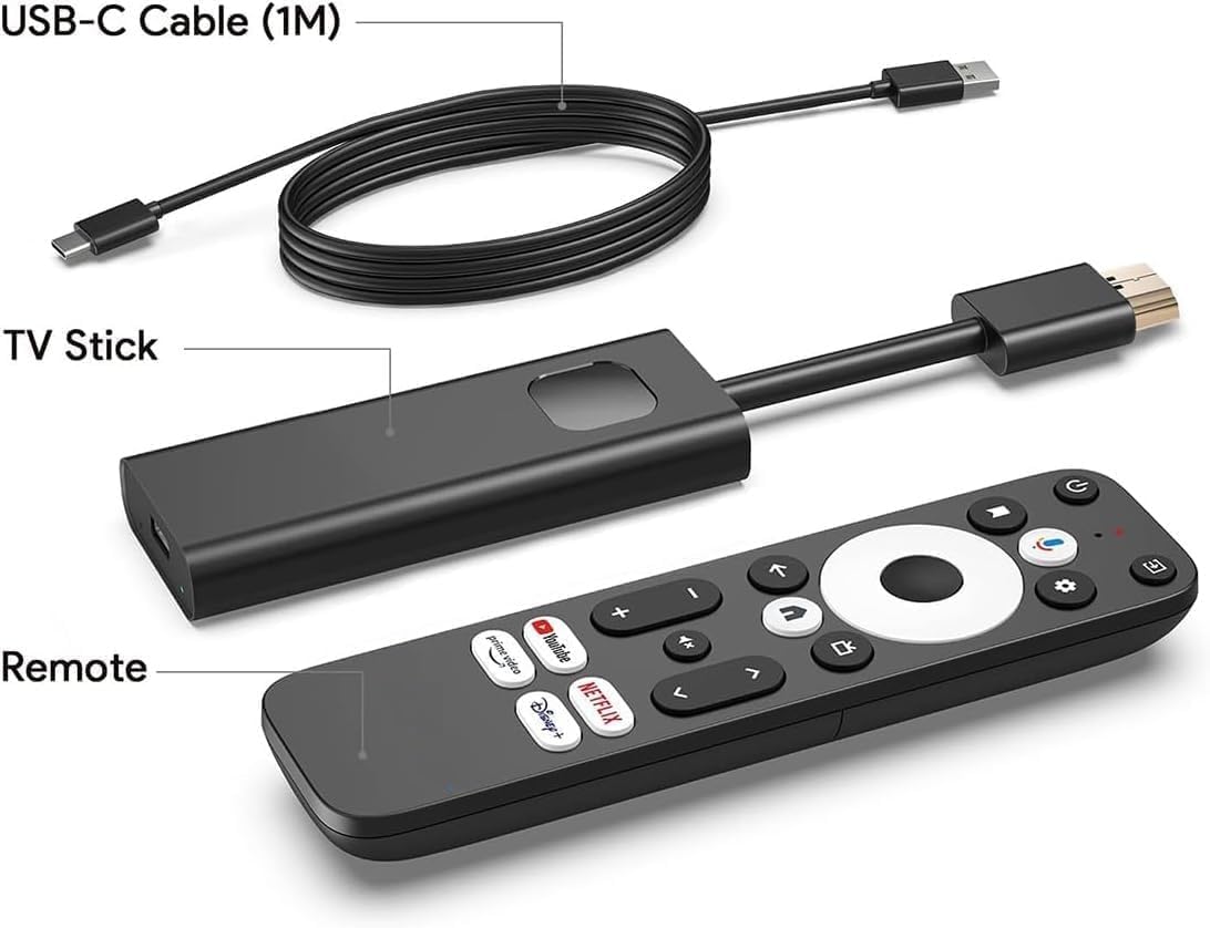 4K Android TV Stick Voice Remote Bluetooth Dual Band WiFi USB-C Y497