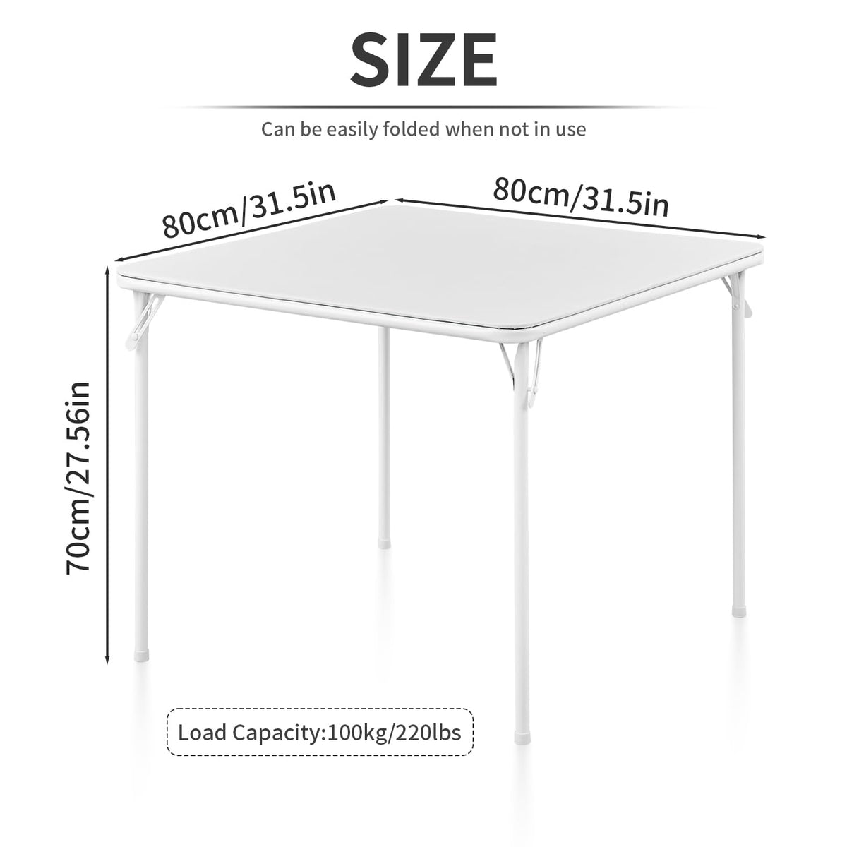 Square Folding Table with Collapsible Legs White E8229