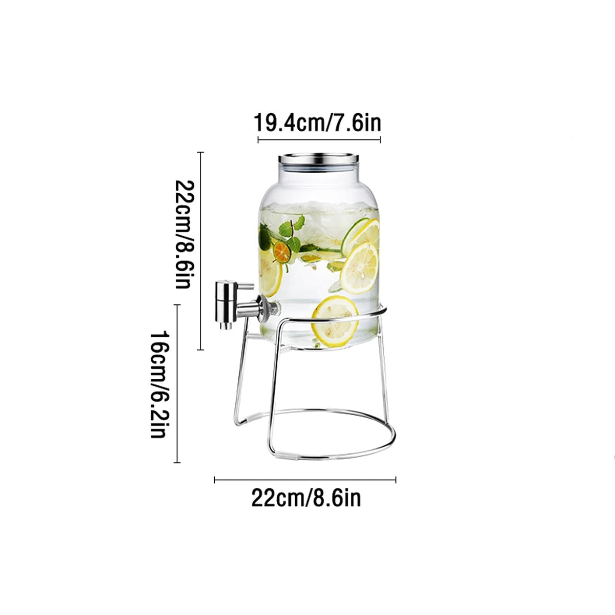 Large-capacity Cold Water Jug with Faucet High Borosilicate Glass Teapot with Base 101.4 Oz Z364
