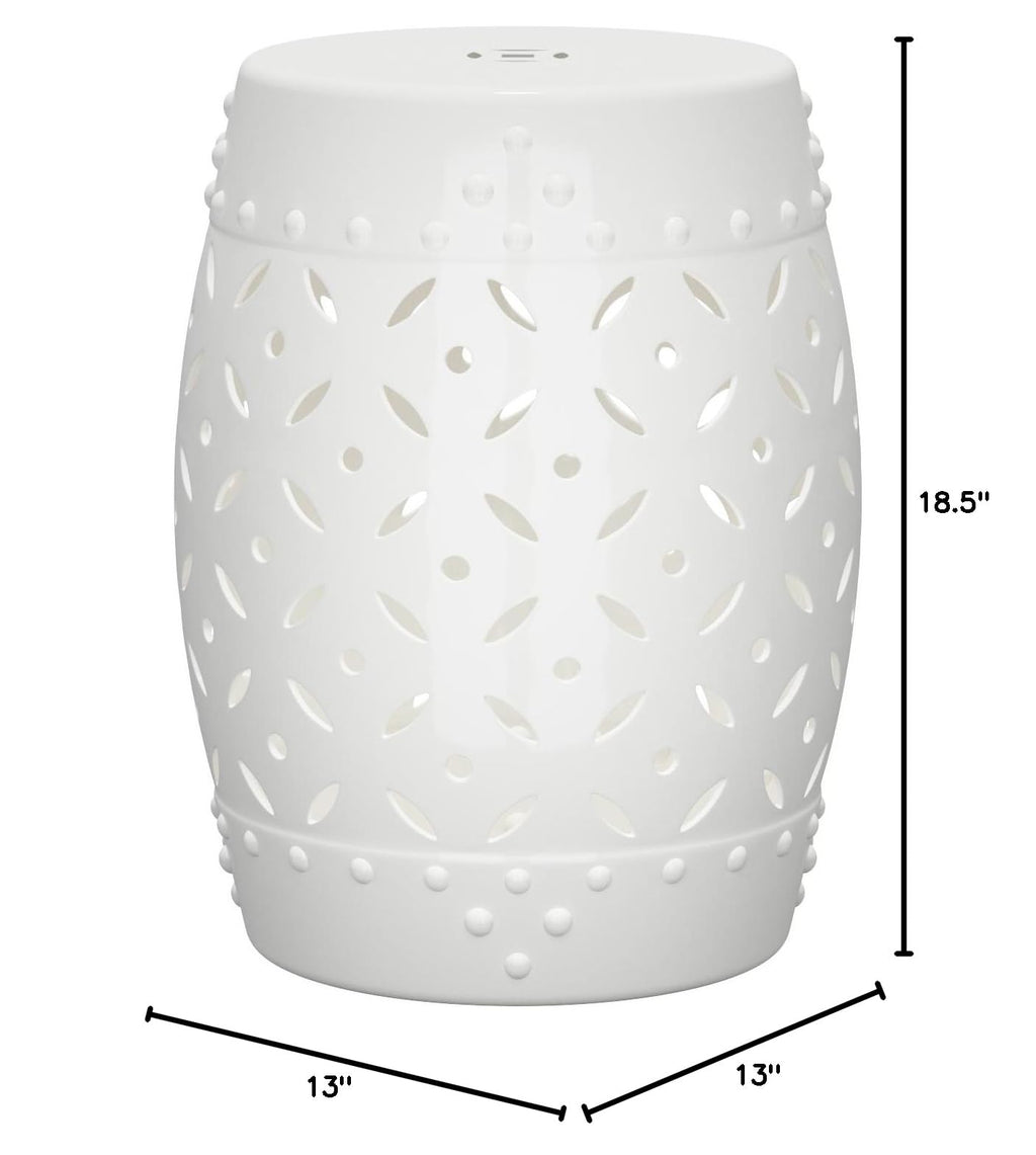 White Ceramic Garden Stool H3526