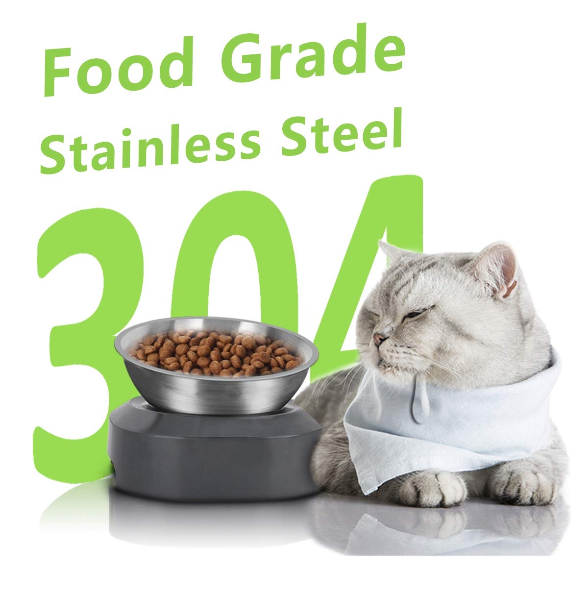 Stainless Steel Raised Cat Food Bowl Z8387