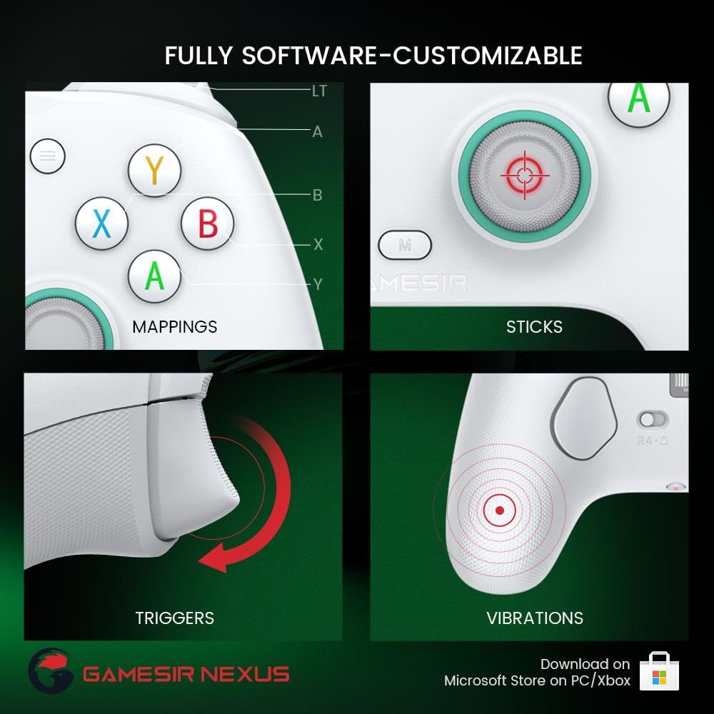 Wired Gamepad with Hall Effect Joysticks and 3.5 mm Audio Jack White N420
