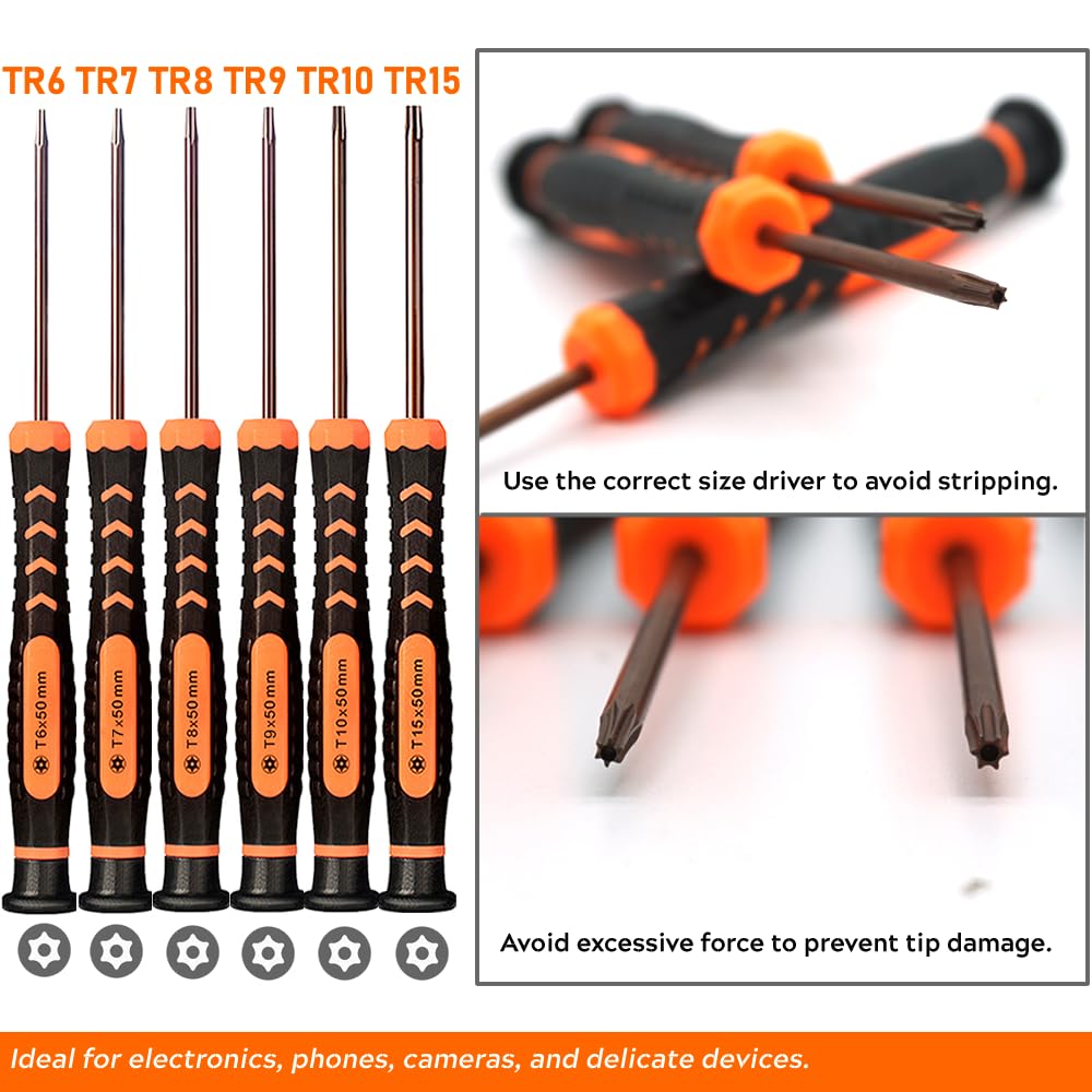 Torx Screwdriver Set of T2-T15, 10-Piece Magnetic Security Screwdrivers R805