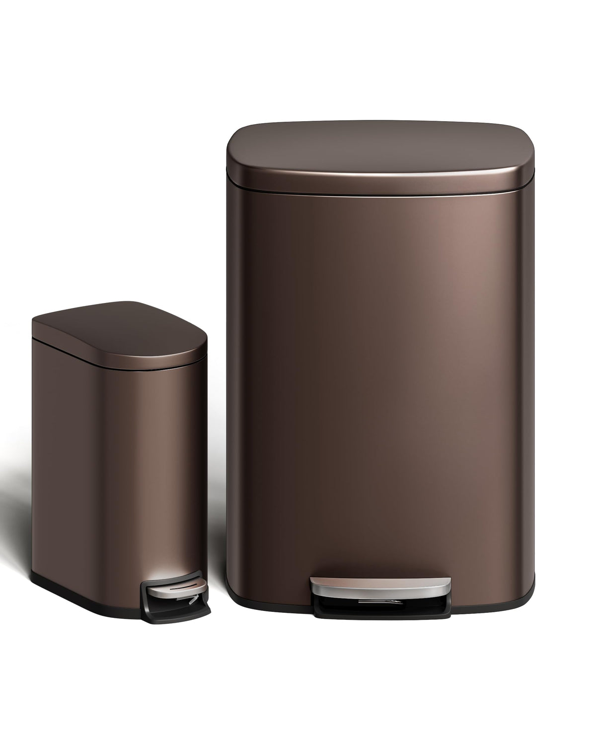13.2 Gal & 2.6 Gal Stainless Steel Step-On Trash Can Combo Set B497