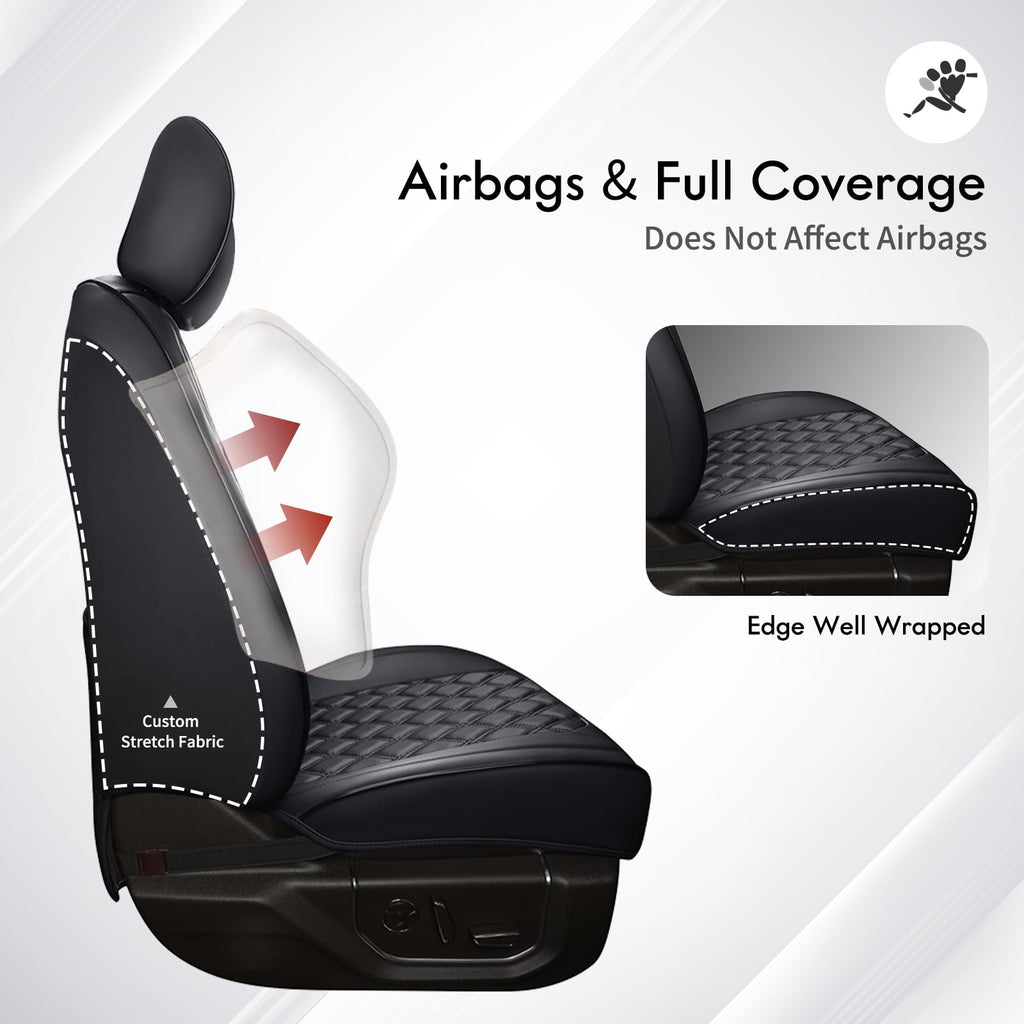 Leather Pickup Seat Cushion Cover Full Set Black H35970