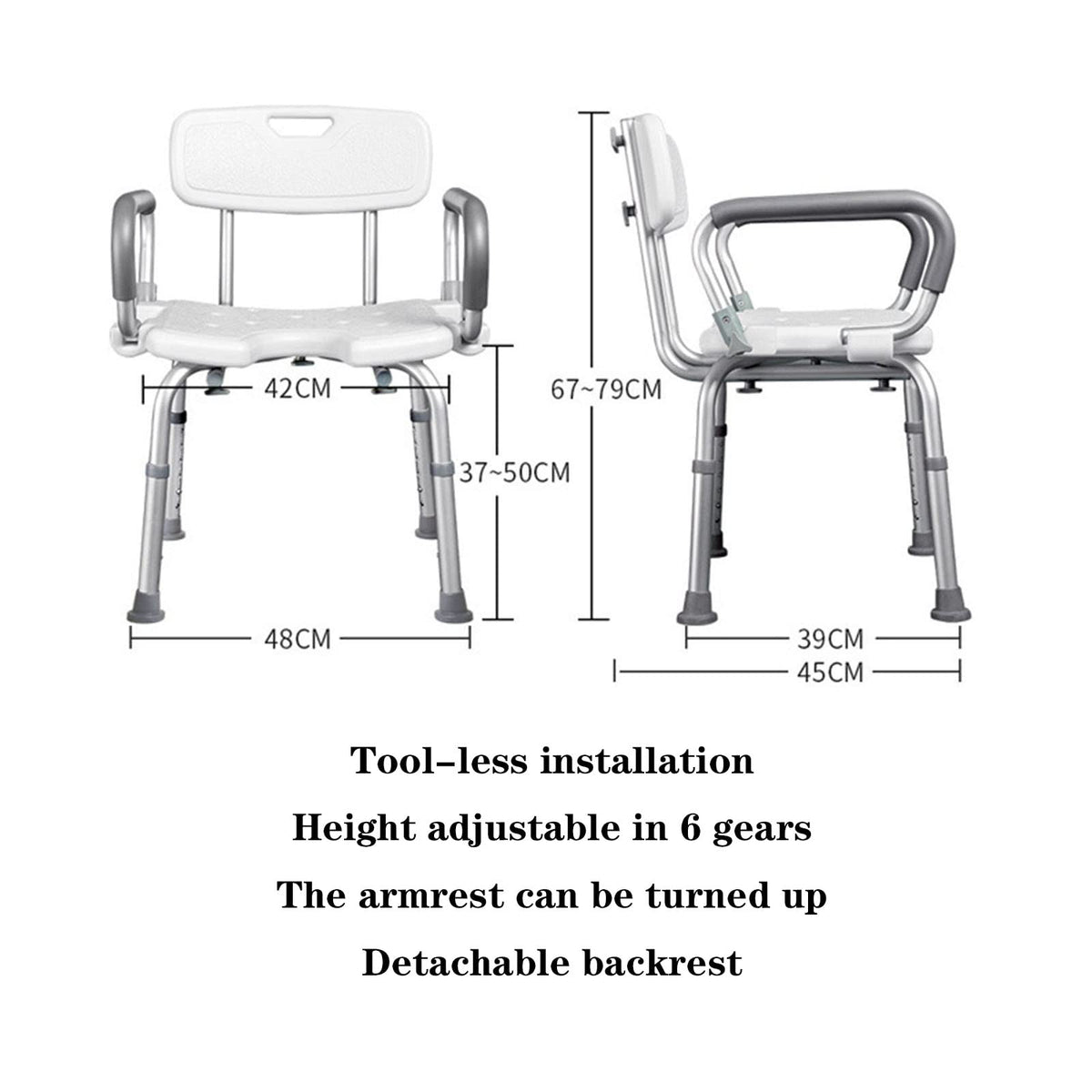 Padded Shower Chair with Arms and Back E171796