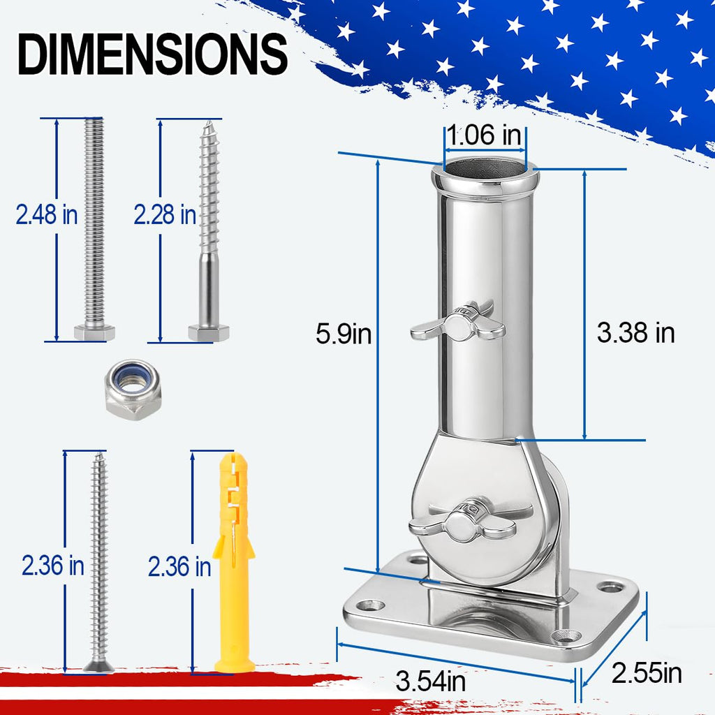 Adjustable 316 Stainless Steel Flag Pole Holder V121326