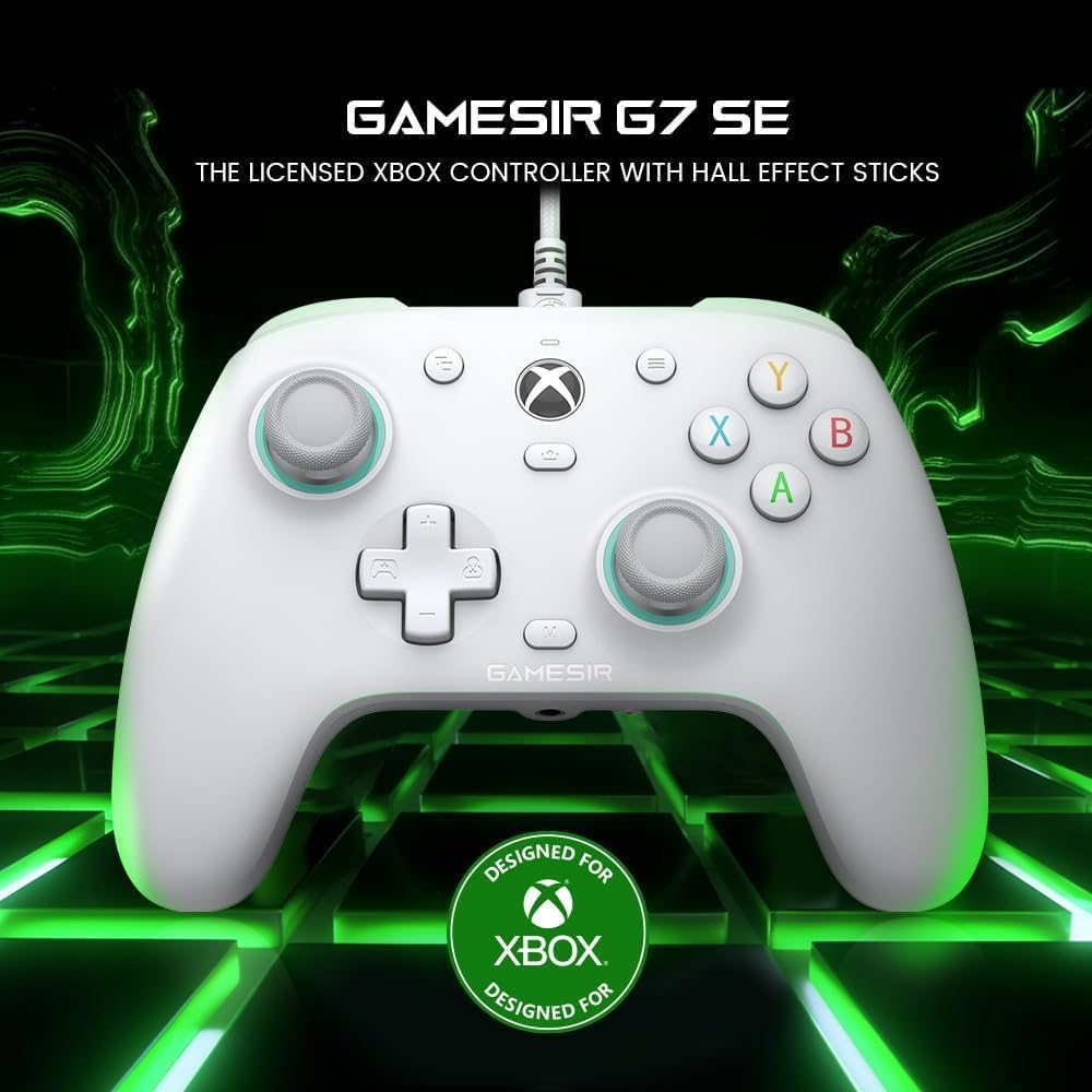 Wired Gamepad with Hall Effect Joysticks and 3.5 mm Audio Jack White N420