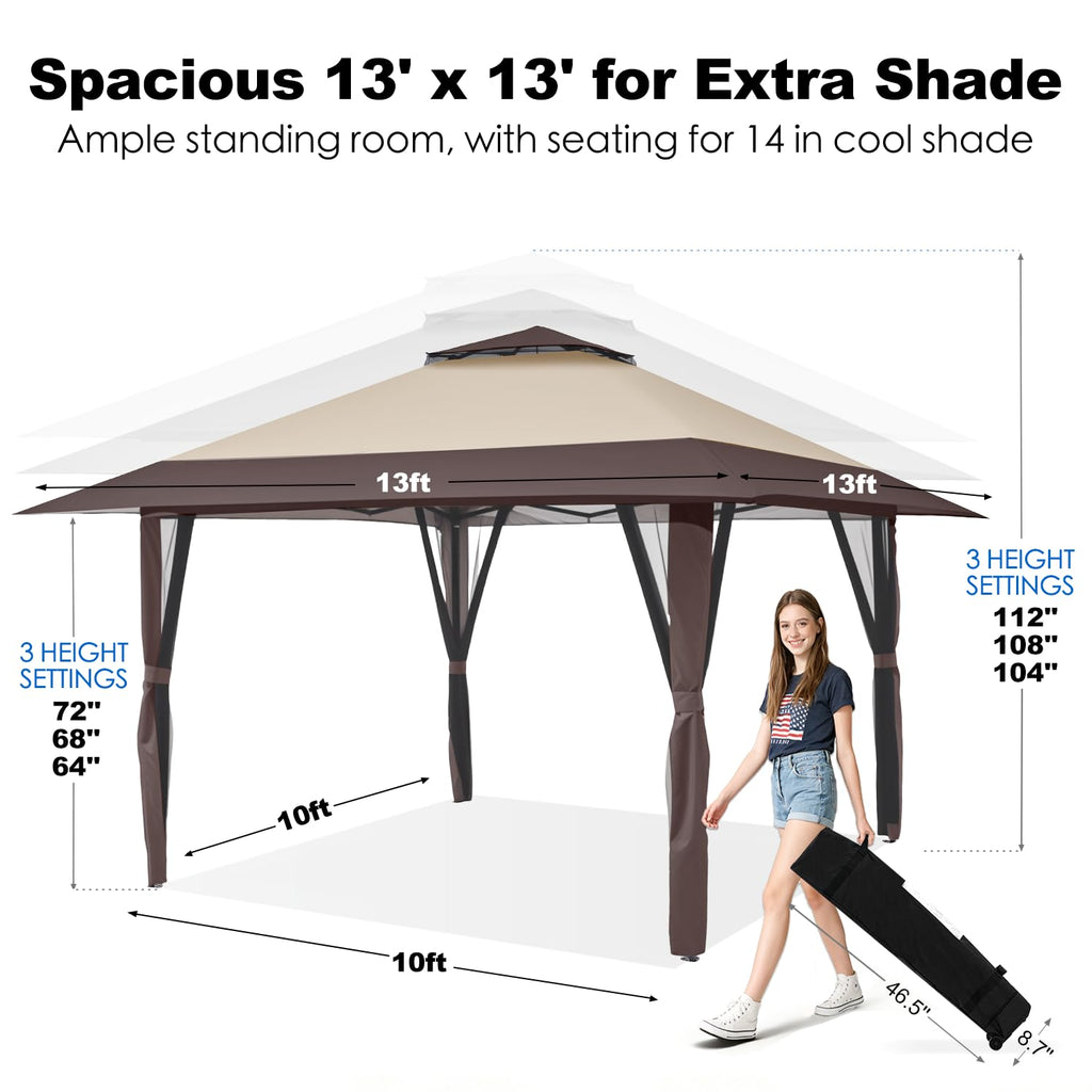 13x13 Pop Up Gazebo with Mosquito Netting Sidewall X34493