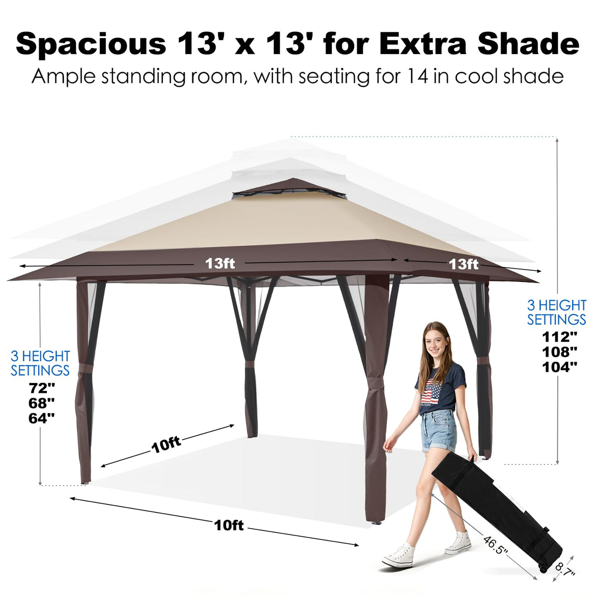 13x13 Pop Up Gazebo with Mosquito Netting Sidewall X34493