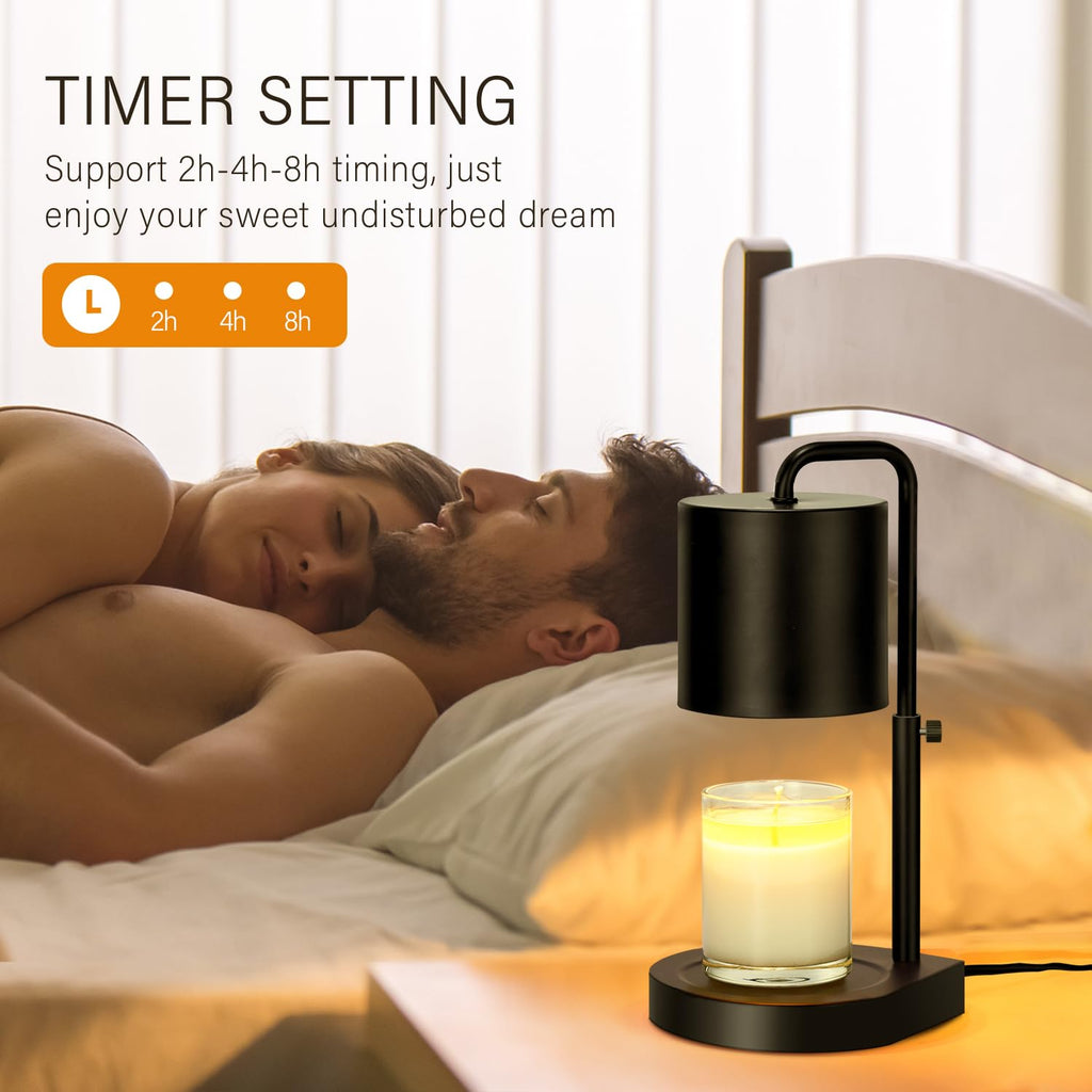 Black Adjustable Height Dimmable Candle Warmer Lamp with Timer Y829559