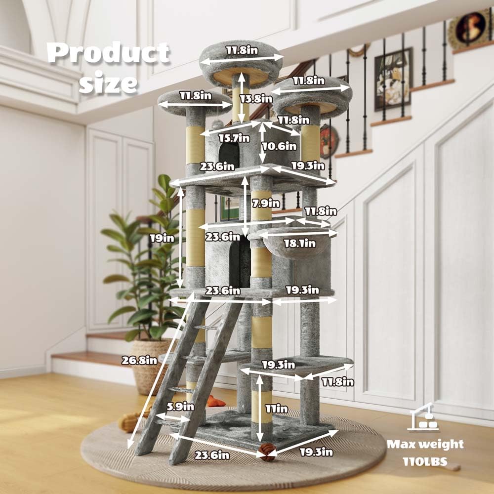 72 inch Cat Tree with Scratching Posts G2537