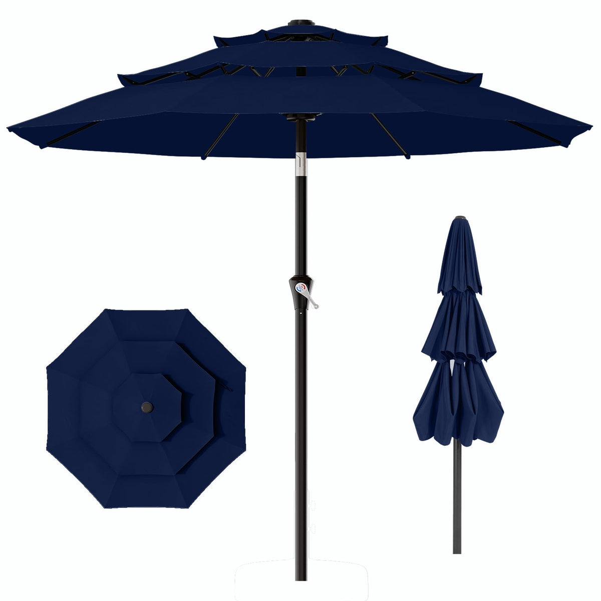 9ft 3-Tier UV Protection Windproof Patio Umbrella Q151
