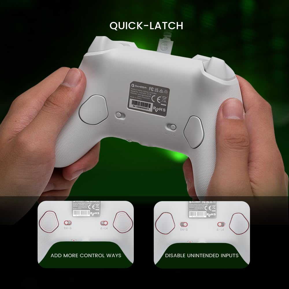 Wired Gamepad with Hall Effect Joysticks and 3.5 mm Audio Jack White N420