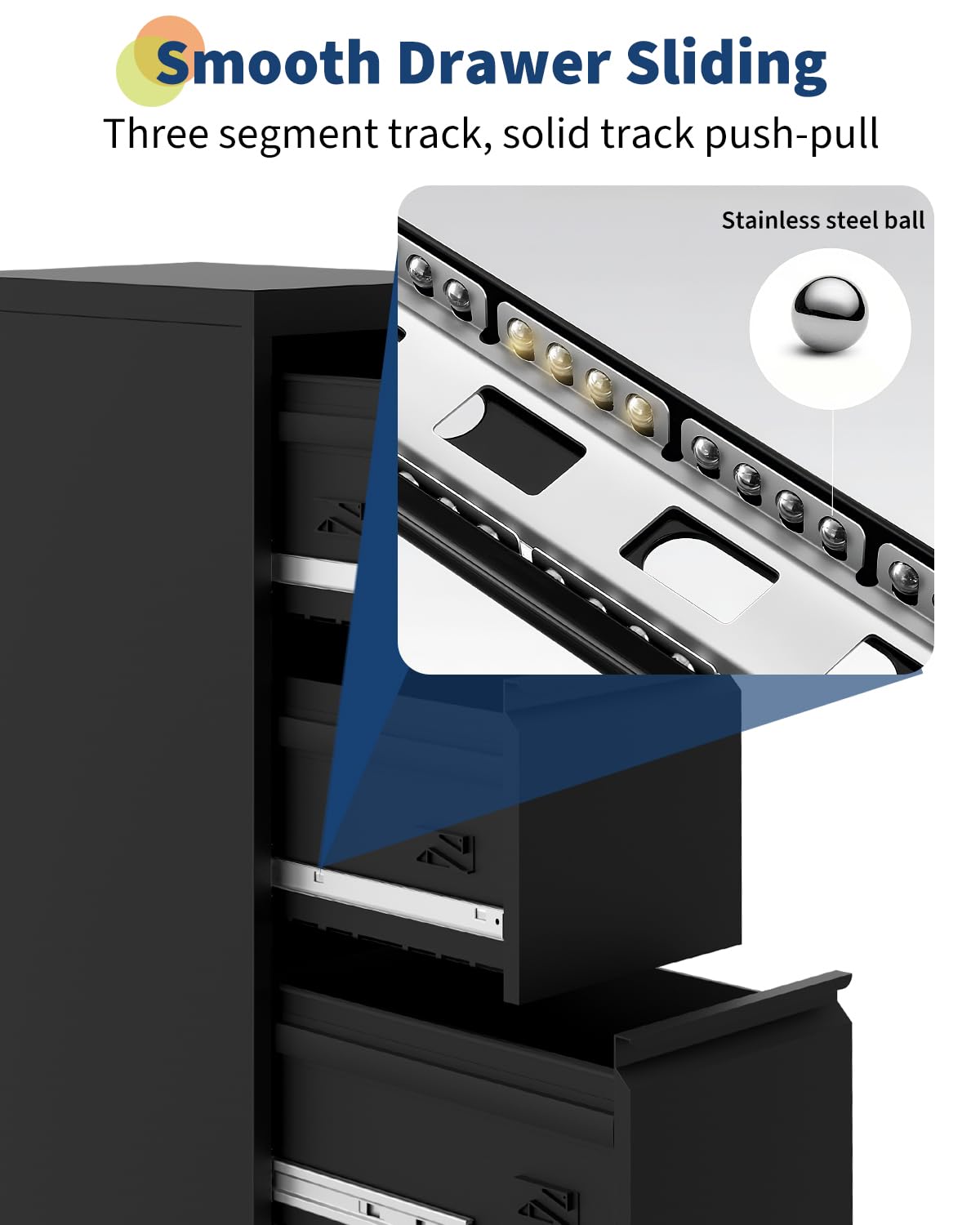3 Drawer Metal File Cabinet with Lock, Black Q598647