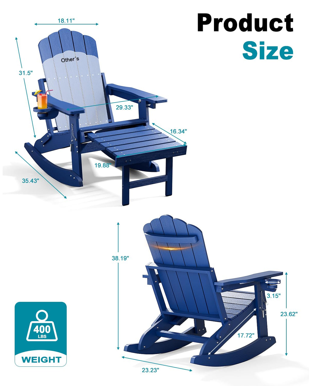 Folding Adirondack Rocking Chair with Ottoman U615369