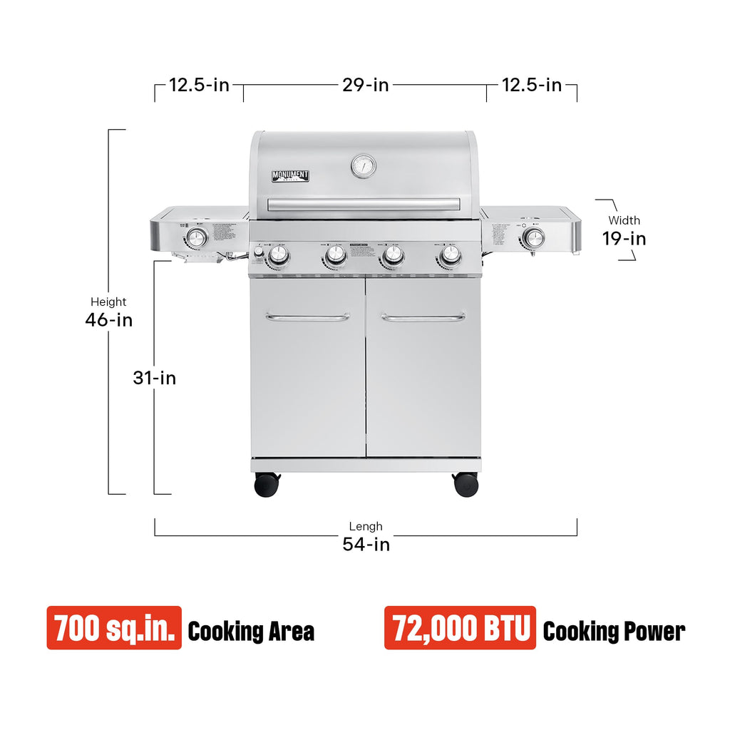 4+2 Burner Propane Gas Grill Stainless Steel I263633