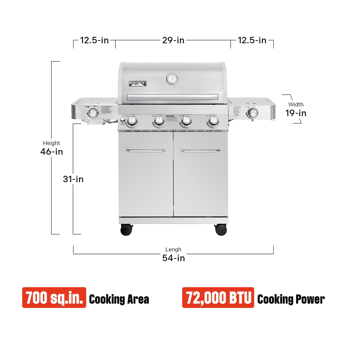 4+2 Burner Propane Gas Grill Stainless Steel I263633
