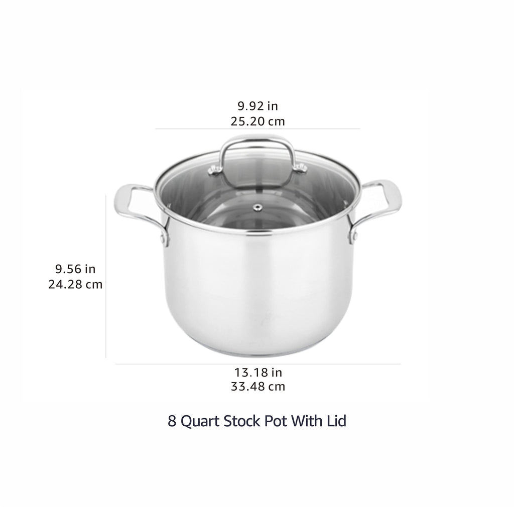 Stainless Steel 8 Quart Stock Pot with Glass Lid A970852