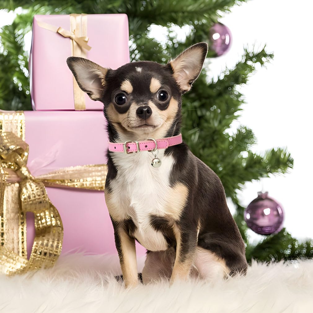 Pink Leather Cat Collar with Bell N801