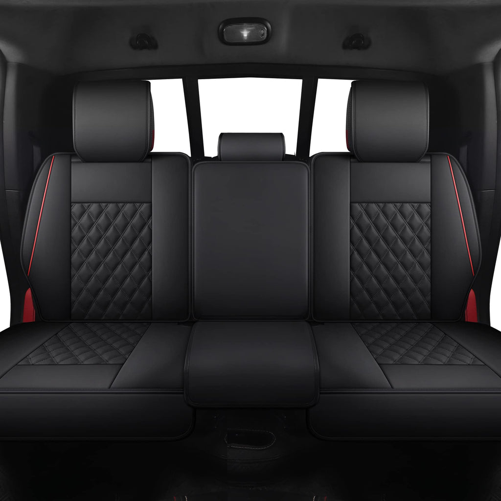 Waterproof Synthetic Leather Car Seat Covers 5PCS Full Set Black Red O89197