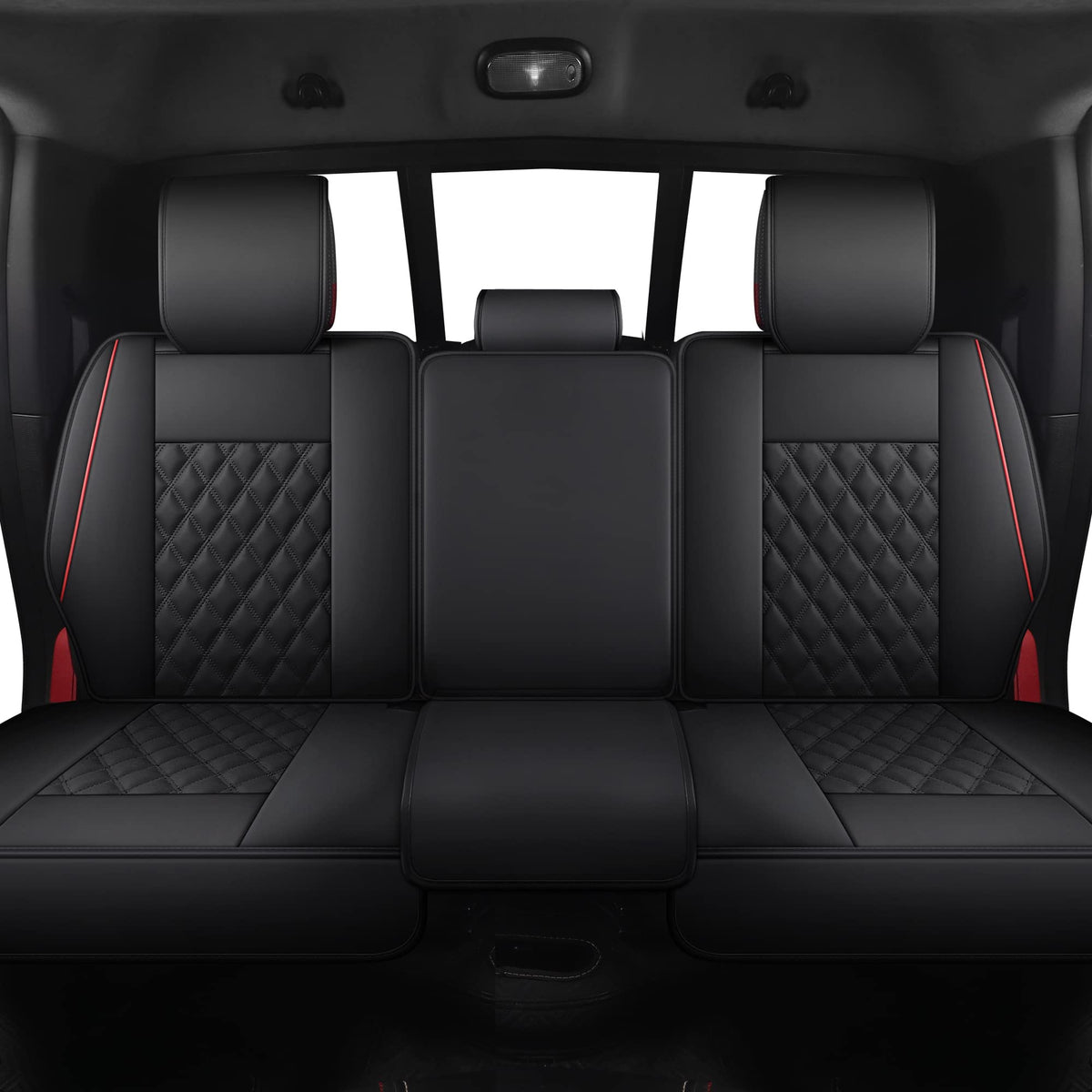 Waterproof Synthetic Leather Car Seat Covers 5PCS Full Set Black Red O89197