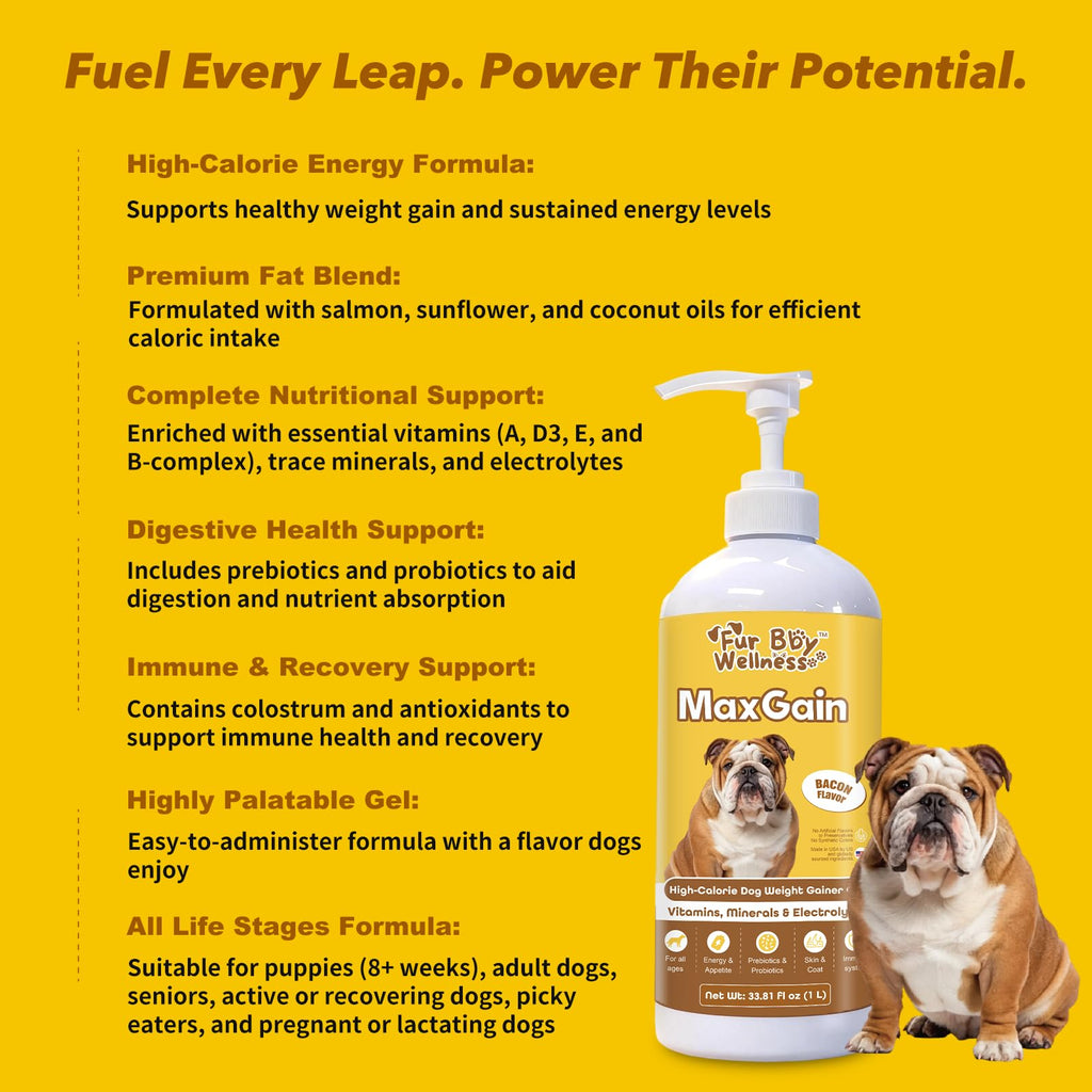 High-Calorie Dog Weight Gainer Gel with Salmon Oil, Probiotics, Vitamins & Electrolytes W73232