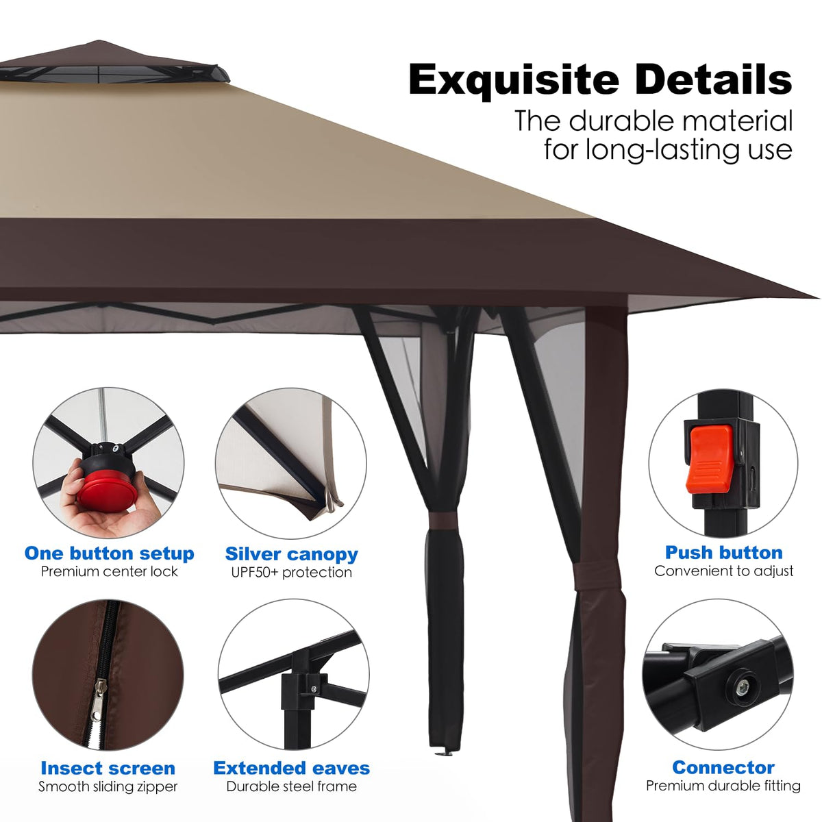 13x13 Pop Up Gazebo with Mosquito Netting Sidewall X34493