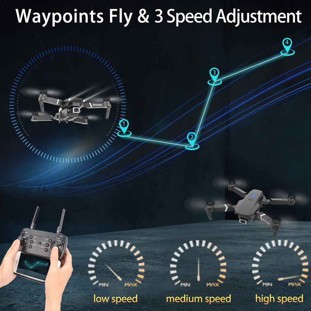 Foldable RC Quadcopter Drone with 1080P Camera, 2 Batteries, Carrying Case F556989