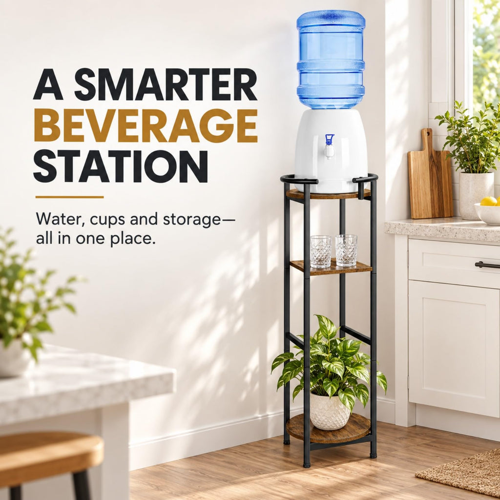 Wood 5 Gallon Water Dispenser Stand with Storage Shelf B236
