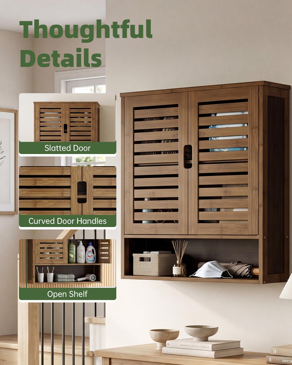 Bamboo Over-The-Toilet Storage Cabinet with 2 Door G5163
