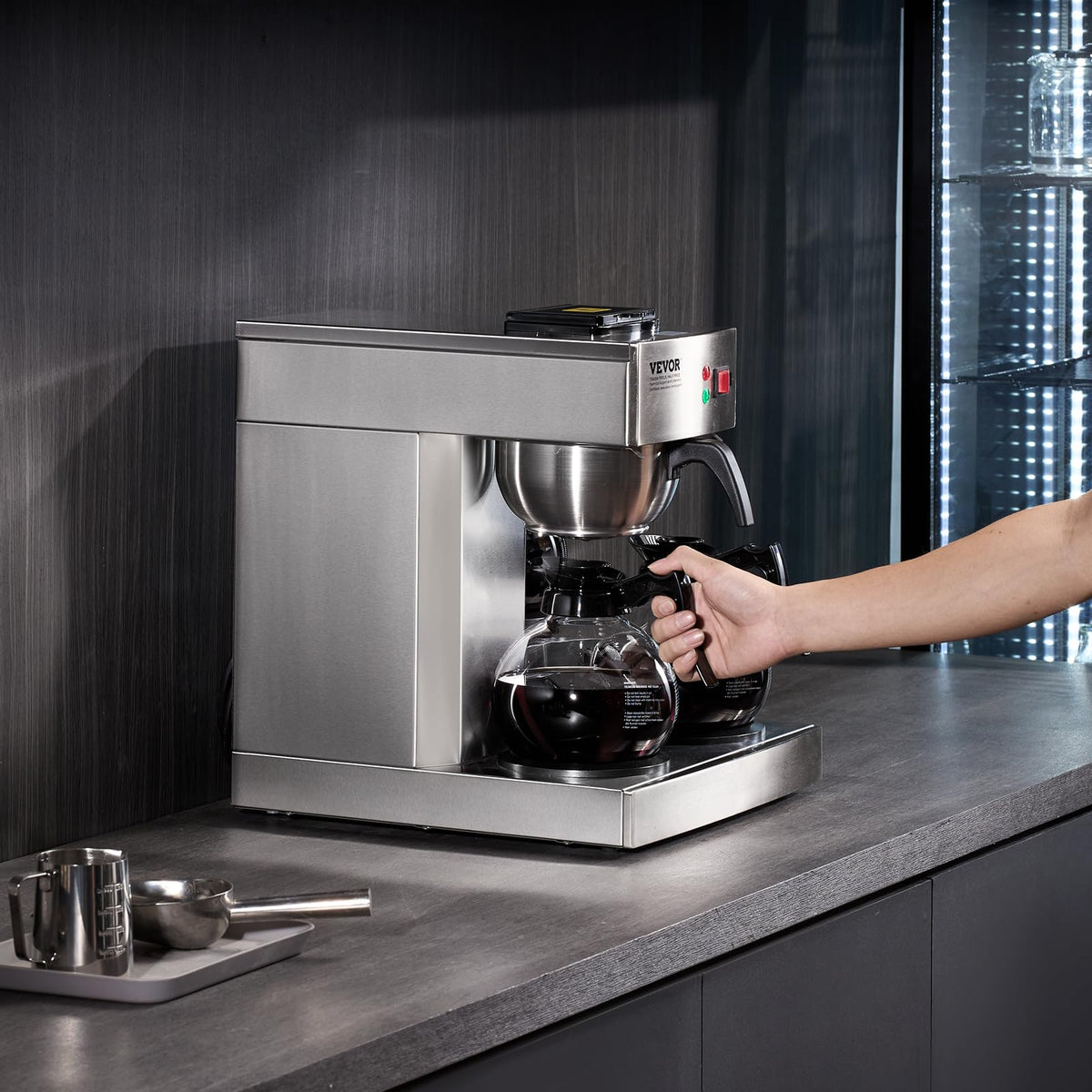 12 Cups Commercial Drip Coffee Maker with 3 Glass Carafes and Warmer Plates U699172