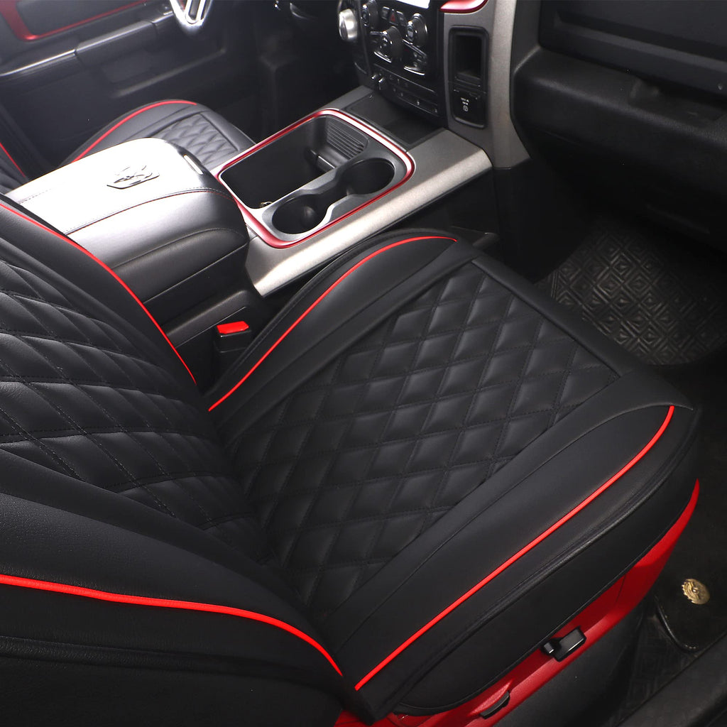Waterproof Synthetic Leather Car Seat Covers 5PCS Full Set Black Red O89197