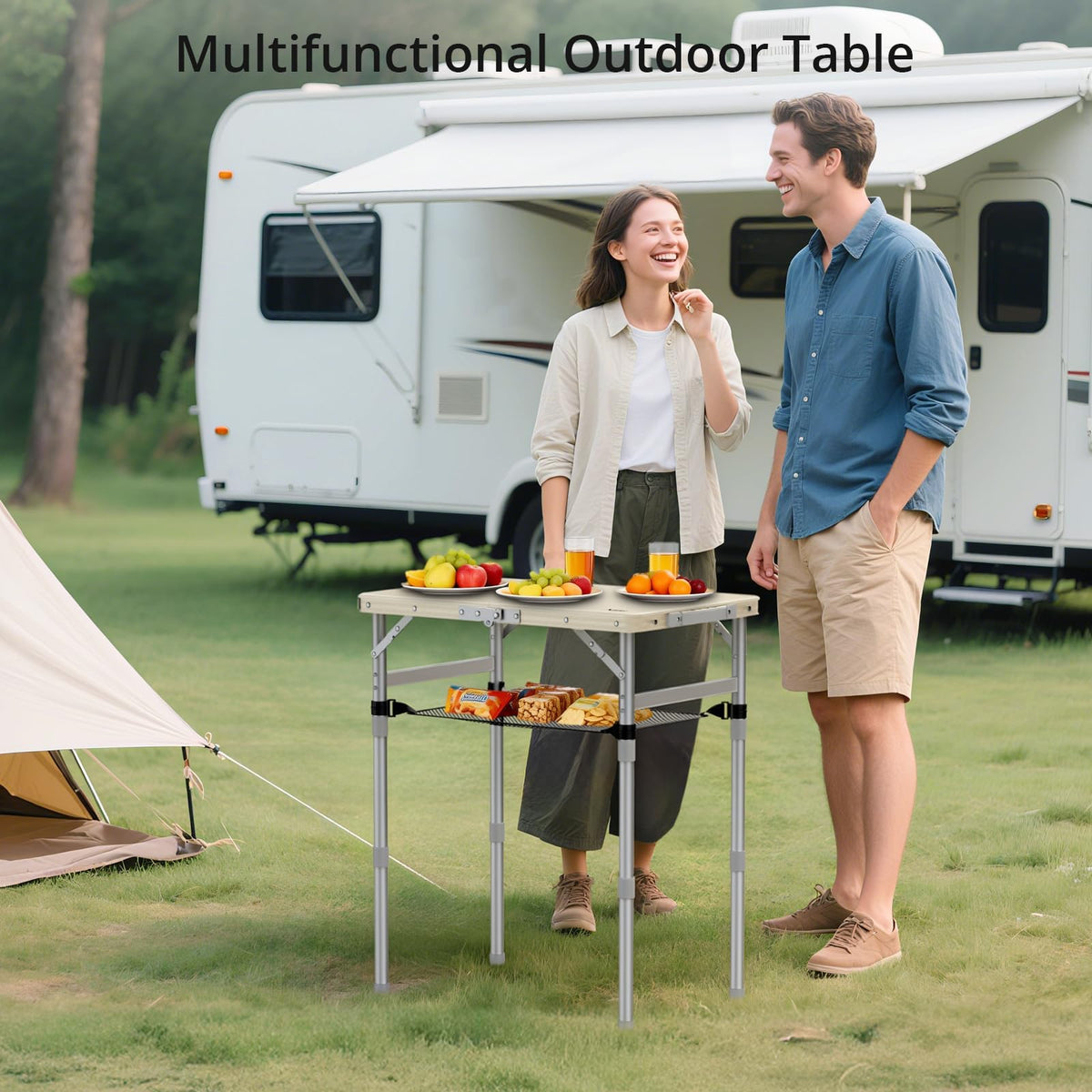 2 ft Small Folding Table, 3 Adjustable Height Z321245