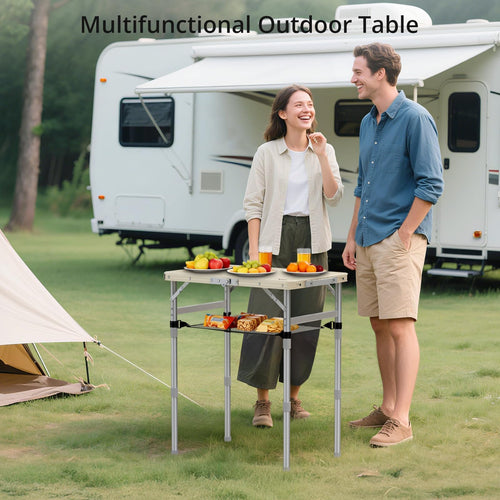 2 ft Small Folding Table, 3 Adjustable Height Z321245