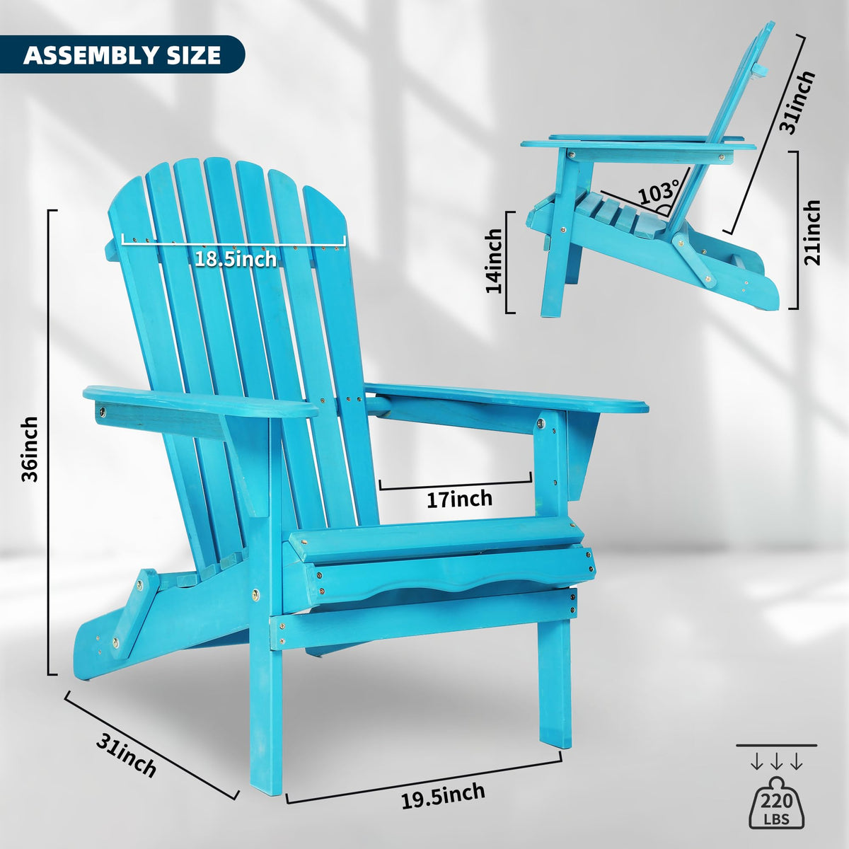 Solid Wood Folding Adirondack Chairs Set of 2 T475