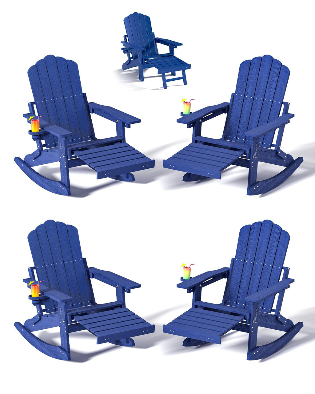 Folding Adirondack Rocking Chair with Ottoman U615369