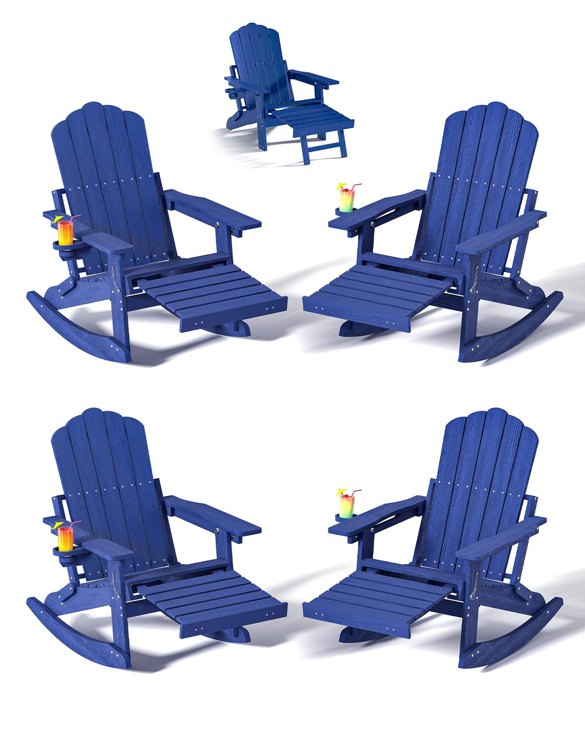 Folding Adirondack Rocking Chair with Ottoman U615369