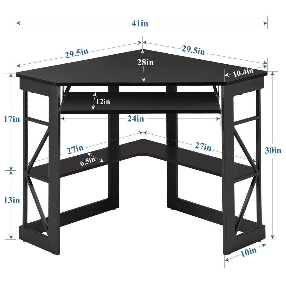 Black Corner Computer Desk with Keyboard Tray D9438