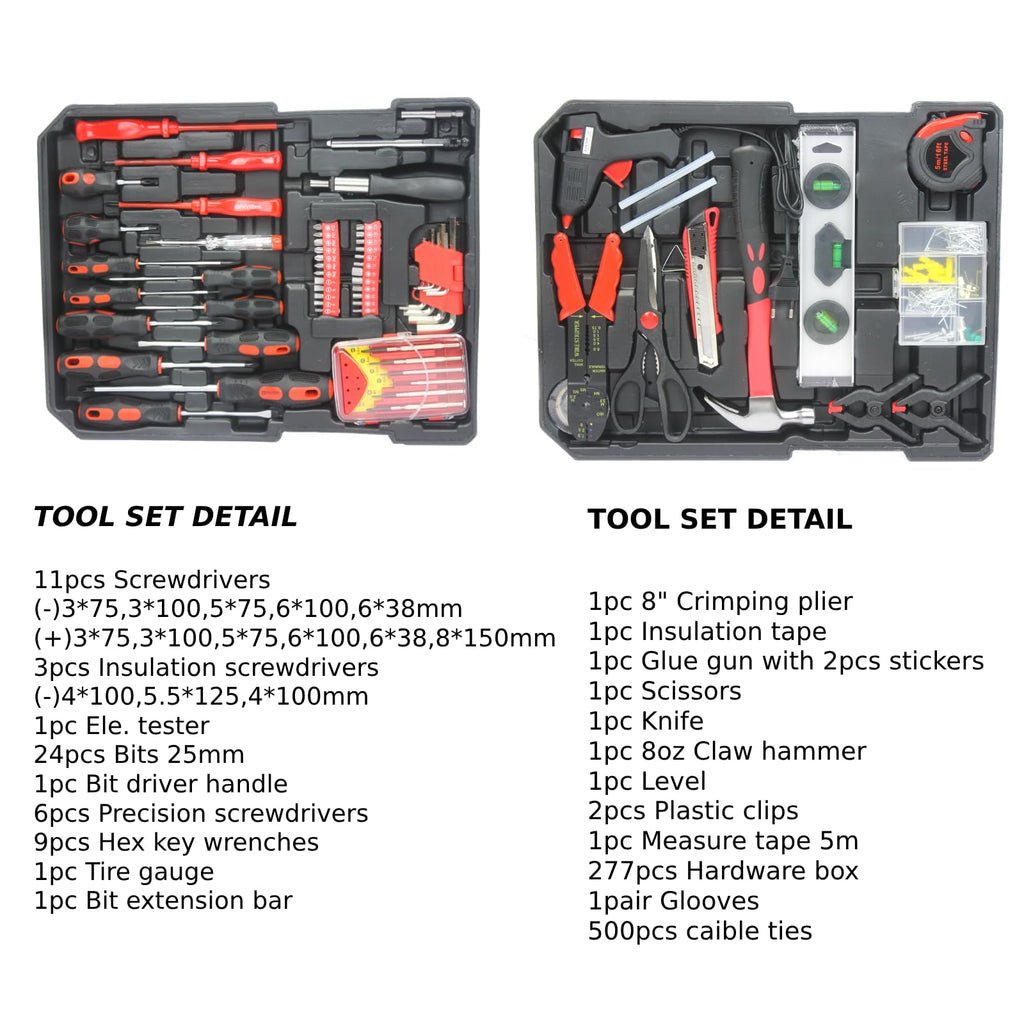 899 PCS Home Auto Repair Tool Kit with Rolling Tool Box T74771